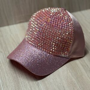 Pink Glitter Rhinestone Cap